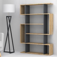 Βιβλιοθήκη Clint Megapap χρώμα φυσικό οξιάς - ανθρακί 108,5x25,5x161εκ.