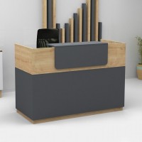 Γραφείο υποδοχής - reception Lemmon Megapap χρώμα φυσικό οξιάς - ανθρακί 120x70x110εκ.