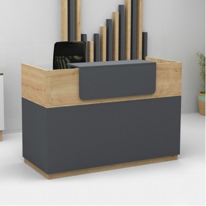 Γραφείο υποδοχής - reception Lemmon Megapap χρώμα φυσικό οξιάς - ανθρακί 120x70x110εκ.
