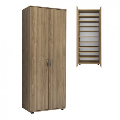 Ντουλάπα ρούχων - παπουτσοθήκη Eric Megapap δίφυλλη χρώμα καρυδί 76x36x187εκ.