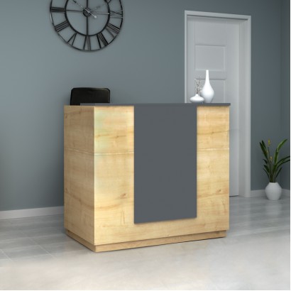 Γραφείο υποδοχής - reception Gemini Megapap χρώμα φυσικό οξιάς - ανθρακί 120x70x110εκ.