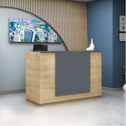 Γραφείο υποδοχής - reception Gemini Megapap χρώμα φυσικό οξιάς - ανθρακί 180x70x110εκ.