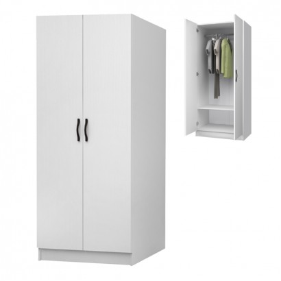 Ντουλάπα ρούχων Vivian Megapap δίφυλλη χρώμα λευκό 80x51,8x181εκ.