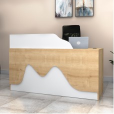 Γραφείο υποδοχής - reception Lione Megapap χρώμα φυσικό οξιάς - λευκό 160x60x100εκ.