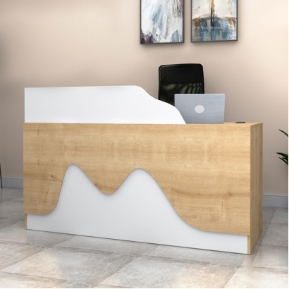 Γραφείο υποδοχής - reception Lione Megapap χρώμα φυσικό οξιάς - λευκό 160x60x100εκ.