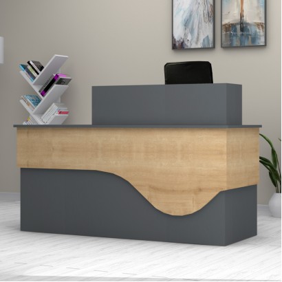 Γραφείο υποδοχής - reception Dustin Megapap χρώμα ανθρακί - φυσικό οξιάς 160x60x101,8εκ. Γραφείο υποδοχής - reception Dustin Megapap χρώμα ανθρακί - φυσικό οξιάς 160x60x101,8εκ.
