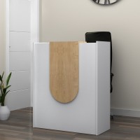 Γραφείο υποδοχής - reception Mezzo Megapap χρώμα λευκό - φυσικό οξιάς 90x40x110εκ.