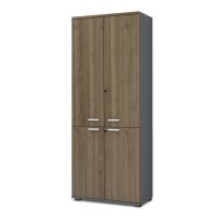 Ντουλάπα γραφείου με κλειδαριά επαγγελματική Venturo Megapap χρώμα ανθρακί - καρυδί 80x40x200εκ.