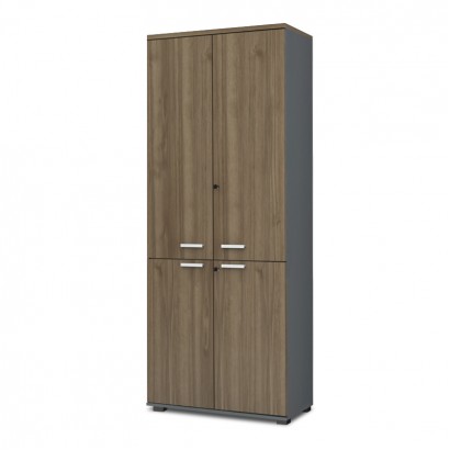 Ντουλάπα γραφείου με κλειδαριά επαγγελματική Venturo Megapap χρώμα ανθρακί - καρυδί 80x40x200εκ.