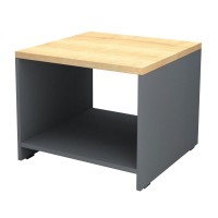 Τραπεζάκι γραφείου επαγγελματικό Venturo Megapap χρώμα ανθρακί - φυσικό οξιάς 60x60x45εκ.