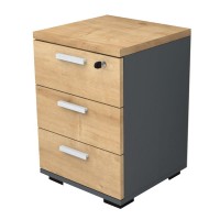 Συρταριέρα γραφείου με κλειδαριά επαγγελματική Venturo Megapap χρώμα ανθρακί - φυσικό οξιάς 39x40x57εκ.