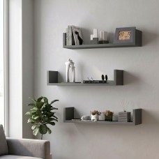 Ραφιέρα τοίχου Dark Megapap 3 τεμαχίων χρώμα ανθρακί 60x15x12εκ. Ραφιέρα τοίχου Dark Megapap 3 τεμαχίων χρώμα ανθρακί 60x15x12εκ.
