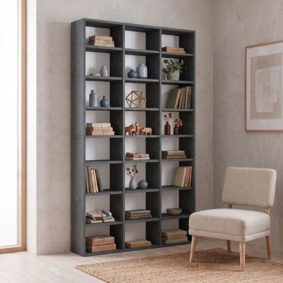 Βιβλιοθήκη Diamond Megapap χρώμα γκρι σκυροδέματος 100x16,6x178εκ. Βιβλιοθήκη Diamond Megapap χρώμα γκρι σκυροδέματος 100x16,6x178εκ.