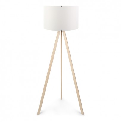 Φωτιστικό δαπέδου Rosling Megapap Mdf/ύφασμα Pvc χρώμα φυσικό/λευκό 38x21x140εκ.