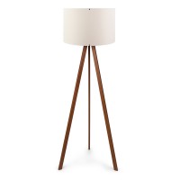 Φωτιστικό δαπέδου Rosling Megapap Mdf/ύφασμα Pvc χρώμα καρυδί/μπεζ 38x21x140εκ.