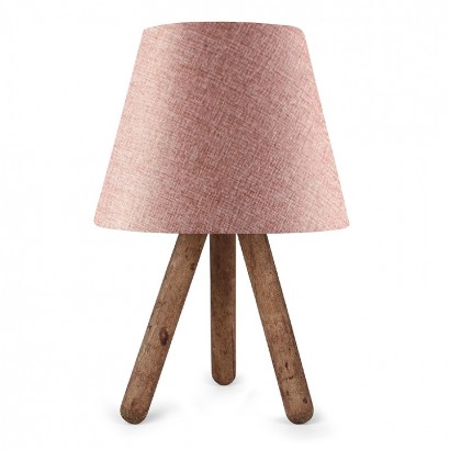 Φωτιστικό επιτραπέζιο Lander Megapap ύφασμα Pvc/ξύλο χρώμα ροζ/καφέ 22x14x32εκ.