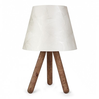 Φωτιστικό επιτραπέζιο Lander Megapap ύφασμα Pvc/ξύλο χρώμα λευκό/καφέ 22x14x32εκ.