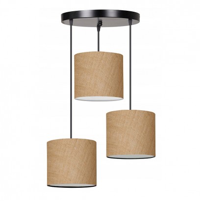 Φωτιστικό οροφής Rosie Megapap γιούτα ύφασμα τρίφωτο χρώμα φυσικό 15x15x90εκ.
