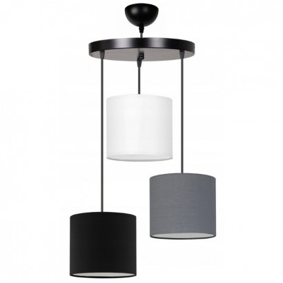 Φωτιστικό οροφής Rosie Megapap υφασμάτινο τρίφωτο χρώμα γκρι/μαύρο 15x15x90εκ.