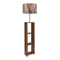 Φωτιστικό δαπέδου Launo Megapap υφασμάτινο Pvc/MDF χρώμα καφέ/καρυδί 38x38x150εκ.