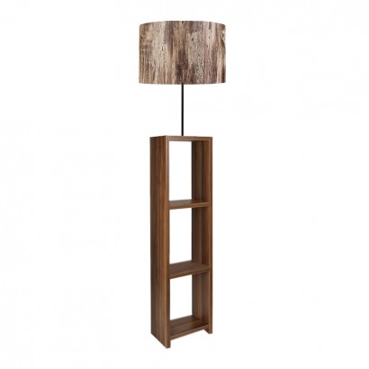 Φωτιστικό δαπέδου Launo Megapap υφασμάτινο Pvc/MDF χρώμα καφέ/καρυδί 38x38x150εκ.