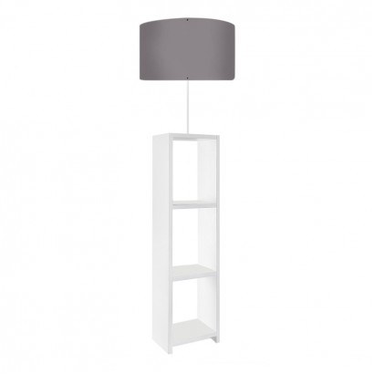 Φωτιστικό δαπέδου Launo Megapap υφασμάτινο Pvc/MDF χρώμα λευκό - γκρι 38x38x150εκ.