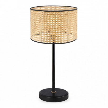 Φωτιστικό επιτραπέζιο Idaho Megapap E27 ρατάν - μεταλλικό χρώμα φυσικό - μαύρο Φ24x32εκ.