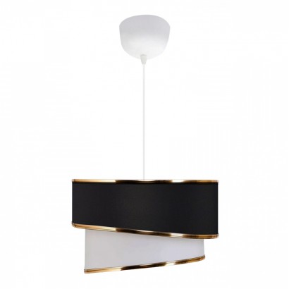 Φωτιστικό οροφής Fanny Megapap E27 υφασμάτινο μονόφωτο χρώμα μαύρο - λευκό Φ30x70εκ.