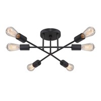 Φωτιστικό οροφής Helga Megapap E27 μεταλλικό εξάφωτο χρώμα μαύρο 50x12x20εκ.