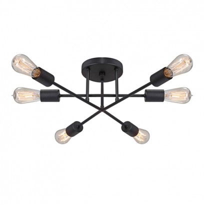 Φωτιστικό οροφής Helga Megapap E27 μεταλλικό εξάφωτο χρώμα μαύρο 50x12x20εκ.