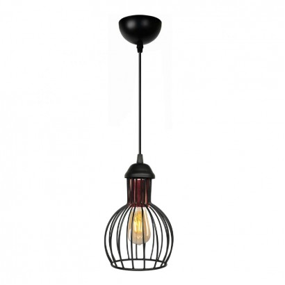 Φωτιστικό οροφής Manolia Megapap E27 μεταλλικό μονόφωτο χρώμα μαύρο Φ15x100εκ.