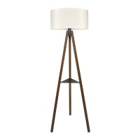 Φωτιστικό δαπέδου Thomas Megapap E27 Mdf/ύφασμα Pvc χρώμα καρυδί - κρεμ 38x38x135εκ.