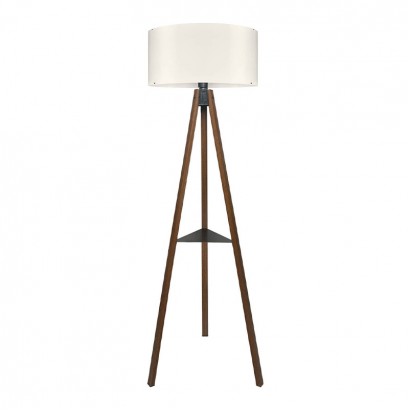 Φωτιστικό δαπέδου Thomas Megapap E27 Mdf/ύφασμα Pvc χρώμα καρυδί - κρεμ 38x38x135εκ.