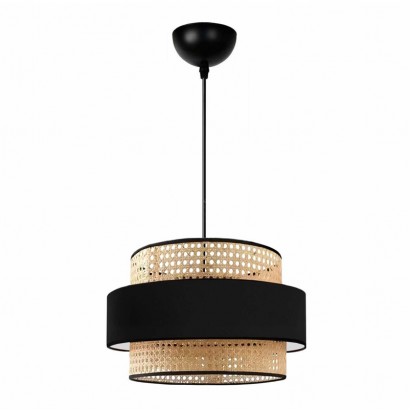 Φωτιστικό οροφής Orvia Megapap E27 ρατάν μονόφωτο χρώμα φυσικό - μαύρο Ø30x70εκ.