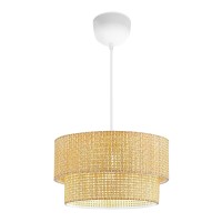 Φωτιστικό οροφής Sora Megapap E27 ύφασμα PVC μονόφωτο χρώμα μπεζ Ø30x70εκ.