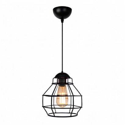 Φωτιστικό οροφής Rilo Megapap E27 μεταλλικό μονόφωτο χρώμα μαύρο Ø16x100εκ.