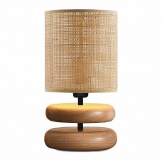 Φωτιστικό επιτραπέζιο Lucia Megapap E14 ξυλινο - pe rattan χρώμα φυσικό Ø15x35εκ.