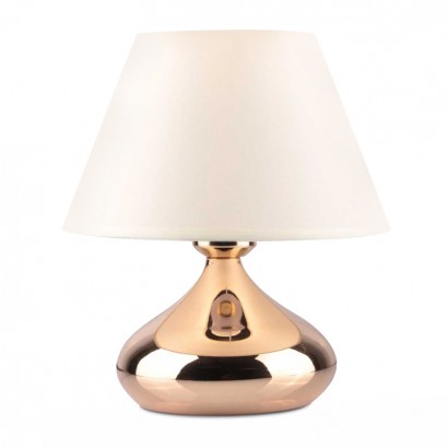 Φωτιστικό επιτραπέζιο Luvia Megapap E27 μεταλλικό - ύφασμα Pvc χρώμα χρυσό - κρεμ Ø22x25εκ.