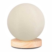 Φωτιστικό επιτραπέζιο Lumo Megapap E14 ξύλινο - Pvc χρώμα φυσικό - κρεμ Ø12x17εκ.