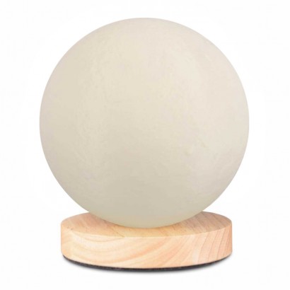 Φωτιστικό επιτραπέζιο Lumo Megapap E14 ξύλινο - Pvc χρώμα φυσικό - κρεμ Ø12x17εκ.