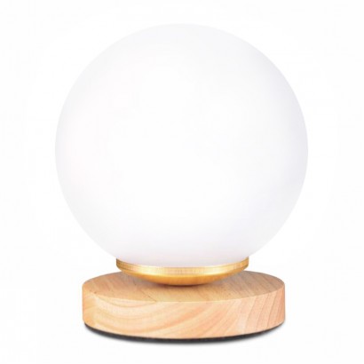 Φωτιστικό επιτραπέζιο Luma Megapap E27 ξύλινο -  γυάλινο χρώμα φυσικό - λευκό Ø12x18εκ.