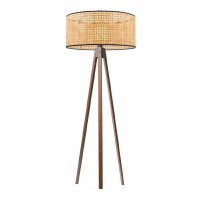 Φωτιστικό δαπέδου Rivo Megapap E27 ξύλινο - ρατάν χρώμα φυσικό Ø38x140εκ.