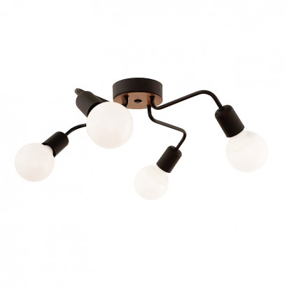 Φωτιστικό οροφής Horus Megapap E27 μεταλλικό τετράφωτο χρώμα μαύρο 48x48x10εκ.