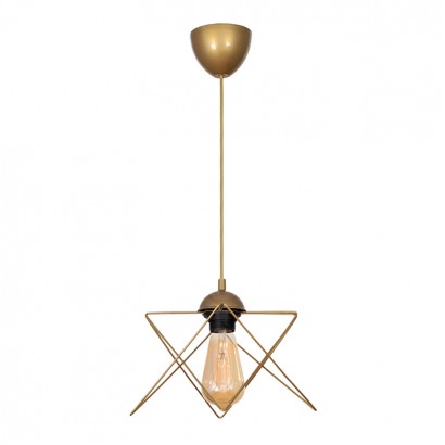 Φωτιστικό οροφής Faven Megapap E27 μεταλλικό μονόφωτο χρώμα χρυσό 17x17x70εκ.