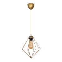 Φωτιστικό οροφής Nura Megapap E27 μεταλλικό μονόφωτο χρώμα χρυσό 24x24x72εκ.