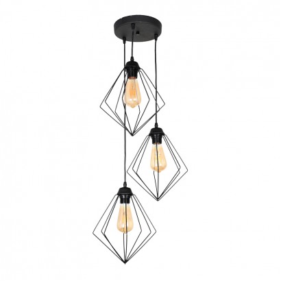 Φωτιστικό οροφής Nura Megapap E27 μεταλλικό τρίφωτο χρώμα μαύρο 21x21x70εκ.