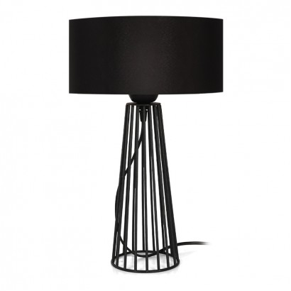 Φωτιστικό επιτραπέζιο Filip Megapap E27 μεταλλικό - υφασμάτινο χρώμα μαύρο 25x25x45εκ.