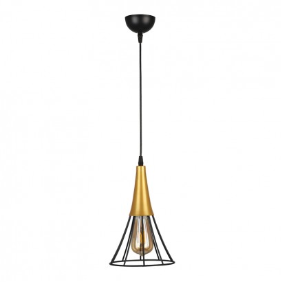 Φωτιστικό οροφής Havana Megapap E27 μεταλλικό μονόφωτο χρώμα μαύρο - χρυσό 18x18x72εκ.