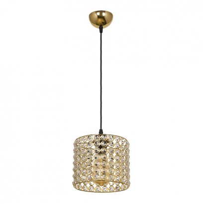 Φωτιστικό οροφής Deha Megapap E27 μεταλλικό - γυάλινο μονόφωτο χρώμα χρυσό 18x18x65εκ.