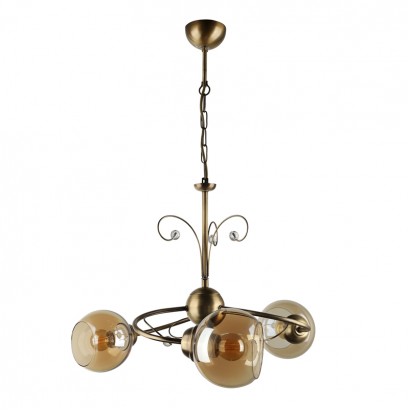 Φωτιστικό οροφής Zara Megapap E27 μεταλλικό τρίφωτο χρώμα μπρονζέ Φ52x75εκ.